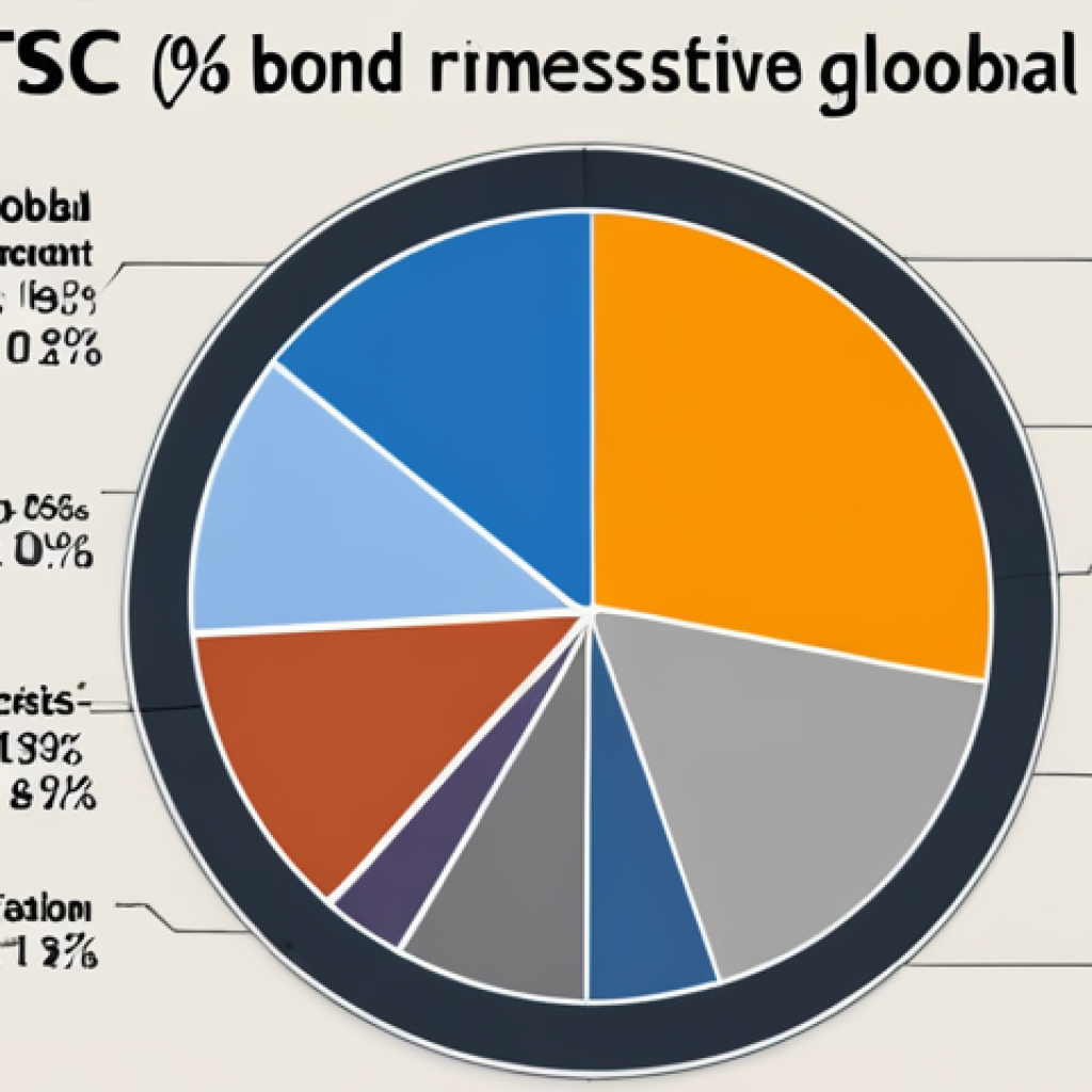 **

"Diverse portfolio pie chart with global stock ETF (MSCI World/FTSE All-World), government bond ETF, and corporate bond ETF slices.  Visual representation of diversification, showing percentages allocated to each asset class.  Emphasis on 'Low Cost' and 'Global'."

**