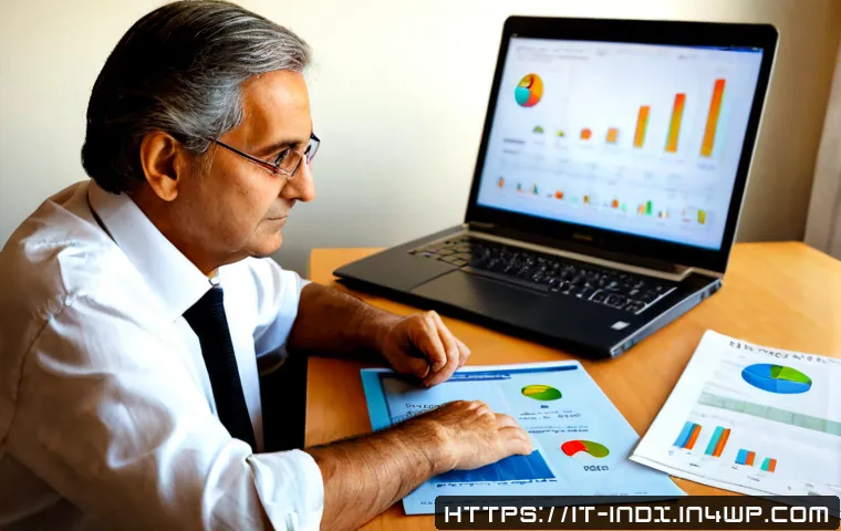 Home 11 저비용 인덱스 펀드의 리스크 관리 방법 - Photorealistic Italian retiree reviewing a low-cost index fund risk plan at a tidy home office in Mi...